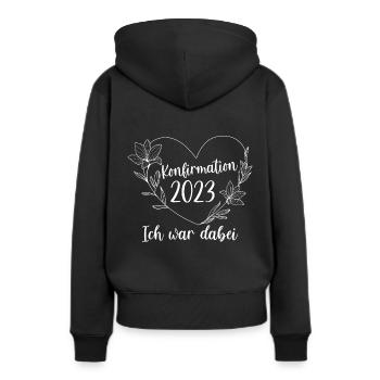 Konfirmation 2023 ich war dabei Konfirmand - Frauen Premium Bio Hoodie - Schwarz - Hinten - Julia (174cm)