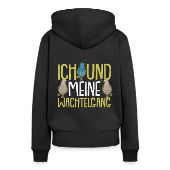 Ich und meine Wachteln Wachtelzüchter - Frauen Premium Bio Hoodie - Schwarz - Hinten - Julia (174cm)