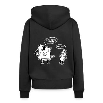 USB-Diskette Lustig Informationstechnologie - Frauen Premium Bio Hoodie - Schwarz - Hinten - Julia (174cm)