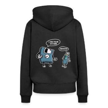 USB-Diskette Lustige Informationstechnologie - Frauen Premium Bio Hoodie - Schwarz - Hinten - Julia (174cm)
