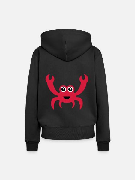 Fröhliche Krabbe mit Kulleraugen - Frauen Premium Bio Hoodie - Schwarz