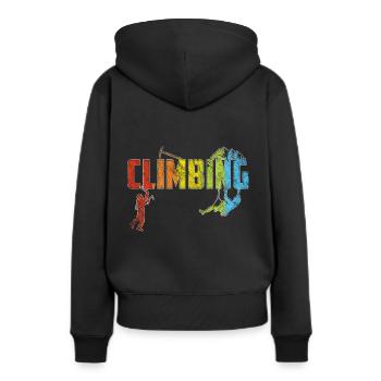 Klettern Bouldern Retro Berg Geschenk TShirt I - Frauen Premium Bio Hoodie - Schwarz - Hinten - Julia (174cm)