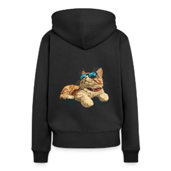 Chat avec des lunettes de soleil - Sweat à capuche Premium bio Femme - noir - Dos - Julia (174cm)
