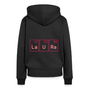 Laura (Lanthan, Uran, Radium) - Frauen Premium Bio Hoodie - Schwarz - Hinten - Julia (174cm)