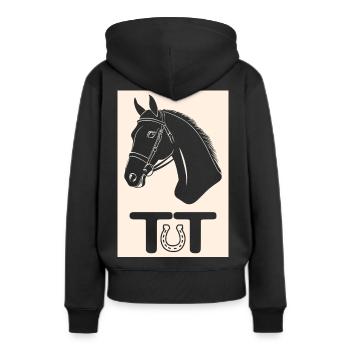 Equestrian Tournament Trotrel with Horseshoe - Women’s Premium Organic Hoodie - black - Back - Julia (174cm)