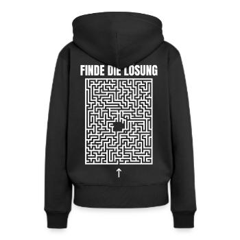 Finde die Lösung - Frauen Premium Bio Hoodie - Schwarz - Hinten - Julia (174cm)