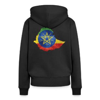 Ethiopie - Frontière nationale en drapeau national - Sweat à capuche Premium bio Femme - noir - Dos - Julia (174cm)