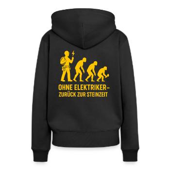 Ohne Elektriker zurück zur Steinzeit - Frauen Premium Bio Hoodie - Schwarz - Hinten - Julia (174cm)