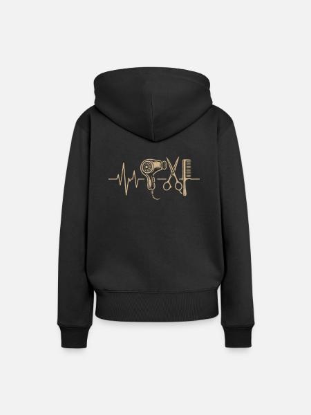 Friseur Herzschlag Design - Frauen Premium Bio Hoodie - Schwarz
