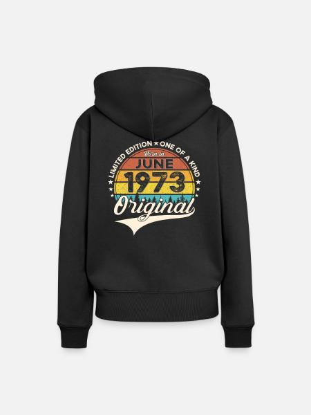50. Geburtstag Mann Jahrgang 1973 Original Juni - Dame Premium hoodie, økologisk bomuld - sort