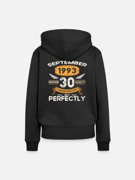 September Jahrgang 1993 30. Geburtstag Vintage - Dame Premium hoodie, økologisk bomuld - sort