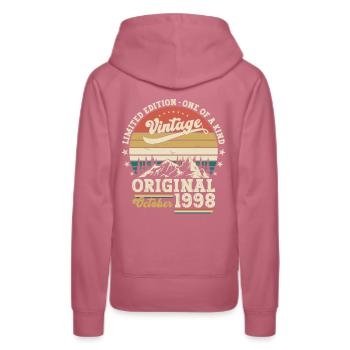 October Vintage 1998 25th Birthday Gift Man - Women’s Premium Organic Hoodie - mauve - Back - Isabella (175cm)