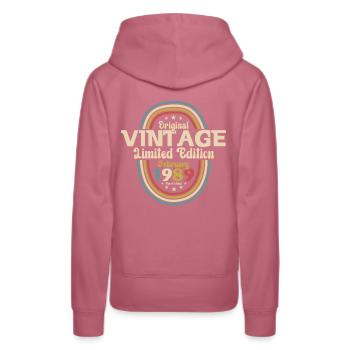35e anniversaire Février Millésime 1989 Millésime - Sweat à capuche Premium bio Femme - mauve - Dos - Isabella (175cm)