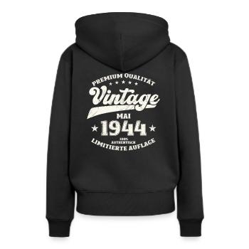 Vintage Mai 1944 Jahrgang 1944 Geburtstag 1944 - Frauen Premium Bio Hoodie - Schwarz - Hinten - Julia (174cm)