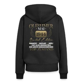 Oldtimer Mai 1944 Jahrgang 1944 Geburtstag 1944 - Frauen Premium Bio Hoodie - Schwarz - Hinten - Julia (174cm)