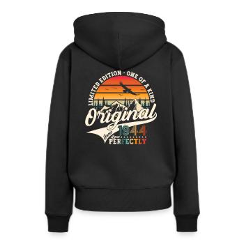 Original Juni 1944 Jahrgang 1944 Geburtstag 1944 - Frauen Premium Bio Hoodie - Schwarz - Hinten - Julia (174cm)