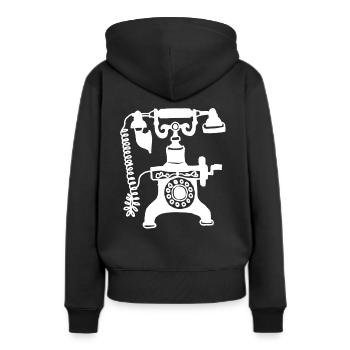 téléphone - Sweat à capuche Premium bio Femme - noir - Dos - Julia (174cm)