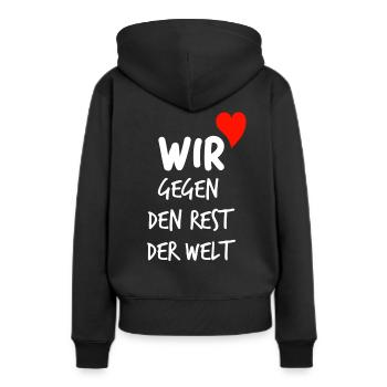 Wir gegen den Rest der Welt - Frauen Premium Bio Hoodie - Schwarz - Hinten - Julia (174cm)