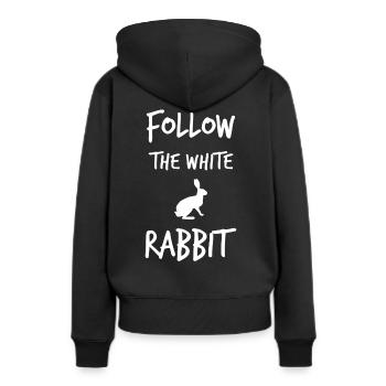 Suivez le lapin blanc - Sweat à capuche Premium bio Femme - noir - Dos - Julia (174cm)