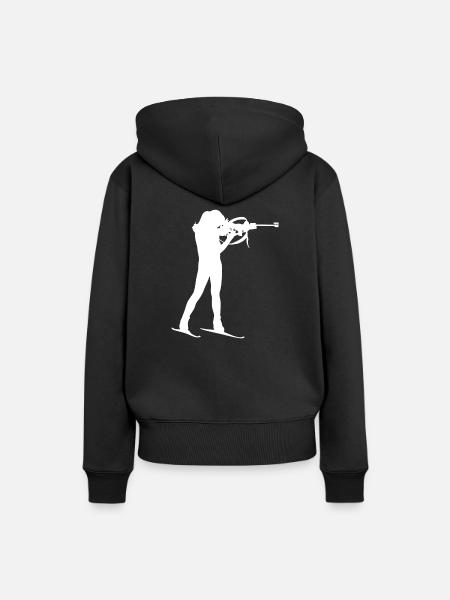 biathlete frau - Frauen Premium Bio Hoodie - Schwarz