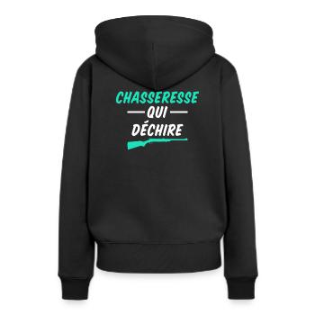 Chasseresse Qui Déchire - Sweat à capuche Premium bio Femme - noir - Dos - Julia (174cm)