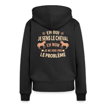 je sens le cheval - Sweat à capuche Premium bio Femme - noir - Dos - Julia (174cm)