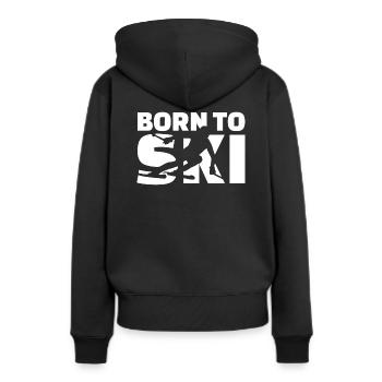 geboren zum Skifahren - Frauen Premium Bio Hoodie - Schwarz - Hinten - Julia (174cm)