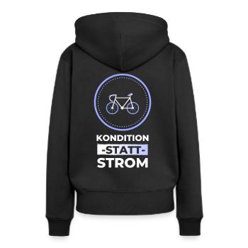 Kondition statt Strom witziges Fahrradmotiv - Frauen Premium Bio Hoodie - Schwarz - Hinten - Julia (174cm)