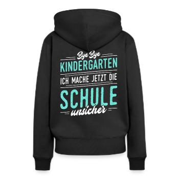 ...Ich mache jetzt die Schule unsicher - Frauen Premium Bio Hoodie - Schwarz - Hinten - Julia (174cm)