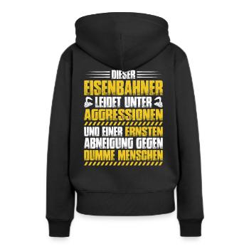 Eisenbahner Triebfahrzeugführer Railroader - Frauen Premium Bio Hoodie - Schwarz - Hinten - Julia (174cm)