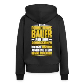 Rohrleitungsbauer Rohrleitungsbau Pipelayer - Frauen Premium Bio Hoodie - Schwarz - Hinten - Julia (174cm)
