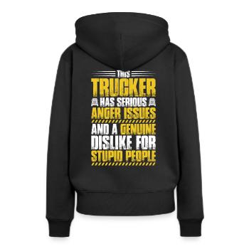 LKW-Fahrer Fernfahrer Berufskraftfahrer Trucker - Frauen Premium Bio Hoodie - Schwarz - Hinten - Julia (174cm)