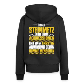 Steinmetz Steinbildhauer Stonemason Stone Mason - Frauen Premium Bio Hoodie - Schwarz - Hinten - Julia (174cm)