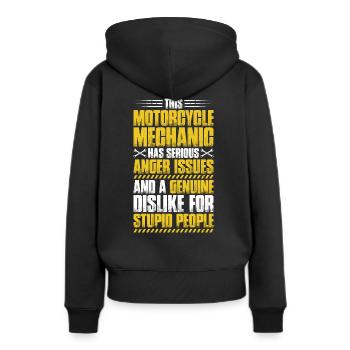 Zweiradmechatroniker Motorrad Motorcycle Mechanic - Frauen Premium Bio Hoodie - Schwarz - Hinten - Julia (174cm)