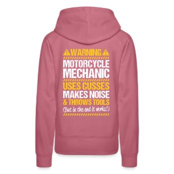 Ingénieur mécatronique à deux roues Mécanicien Moto - Sweat à capuche Premium bio Femme - mauve - Dos - Isabella (175cm)
