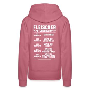 Fleischer Metzger Fleischerei Metzgerei Butcher - Frauen Premium Bio Hoodie - Malve - Hinten - Isabella (175cm)
