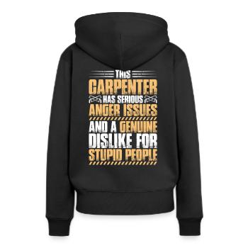 Zimmerer Zimmermann Zimmerei Carpenter Carpentry - Frauen Premium Bio Hoodie - Schwarz - Hinten - Julia (174cm)