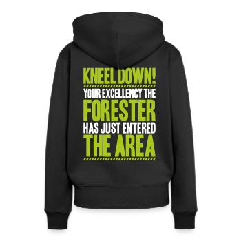 Forestier Forestier Forestier Travailleurs forestiers Forêt - Sweat à capuche Premium bio Femme - noir - Dos - Julia (174cm)