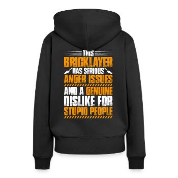 Maurer Maurermeister Mauerwerk Bricklayer Mason - Frauen Premium Bio Hoodie - Schwarz - Hinten - Julia (174cm)