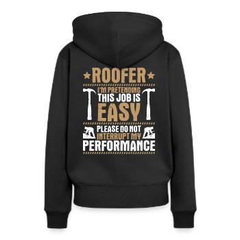 Dachdecker Dachdeckerei Dachdecken Roofer Roofing - Frauen Premium Bio Hoodie - Schwarz - Hinten - Julia (174cm)