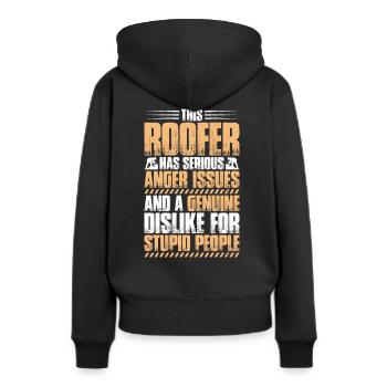 Dachdecker Dachdeckerei Dachdecken Roofer Roofing - Frauen Premium Bio Hoodie - Schwarz - Hinten - Julia (174cm)