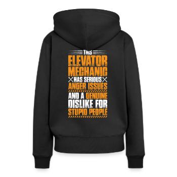 Aufzugsmonteur Aufzugsmechaniker Elevator Mechanic - Frauen Premium Bio Hoodie - Schwarz - Hinten - Julia (174cm)