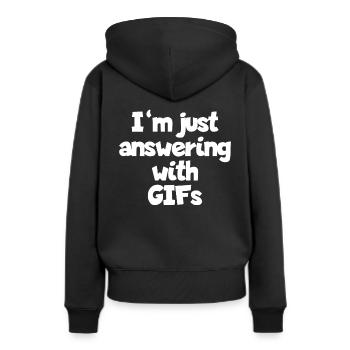 Répondre à un message texte GIF Chat Cadeau - Sweat à capuche Premium bio Femme - noir - Dos - Julia (174cm)