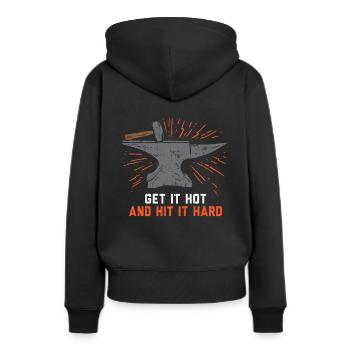 Schmied Amboss Schmiede Eisen - Frauen Premium Bio Hoodie - Schwarz - Hinten - Julia (174cm)