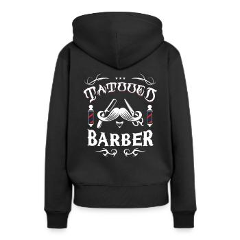 Tätowierter Barbier - Frauen Premium Bio Hoodie - Schwarz - Hinten - Julia (174cm)