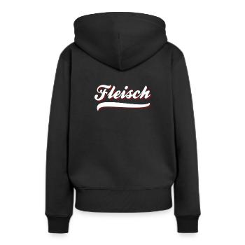 Fleisch - Frauen Premium Bio Hoodie - Schwarz - Hinten - Julia (174cm)