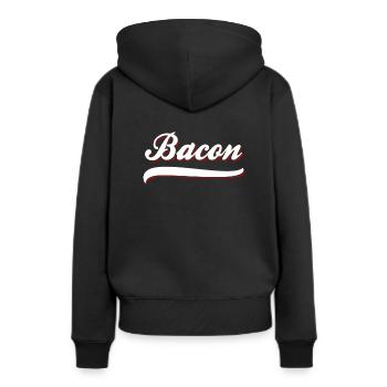 Bacon Schinken Speck - Frauen Premium Bio Hoodie - Schwarz - Hinten - Julia (174cm)