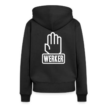 Handwerker Handwerk - Frauen Premium Bio Hoodie - Schwarz - Hinten - Julia (174cm)