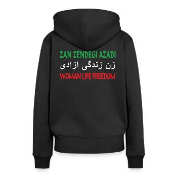 Woman Life Freedom Zan Zendegi Azadi - Women’s Premium Organic Hoodie - black - Back - Julia (174cm)