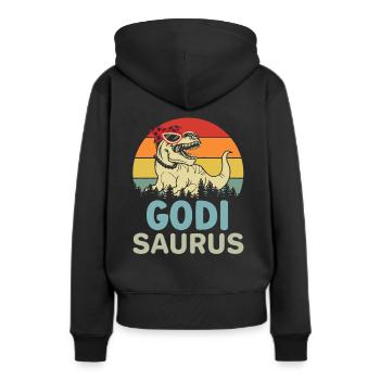 Godi Saurus zur Godi befördert Patentante Österrei - Frauen Premium Bio Hoodie - Schwarz - Hinten - Julia (174cm)